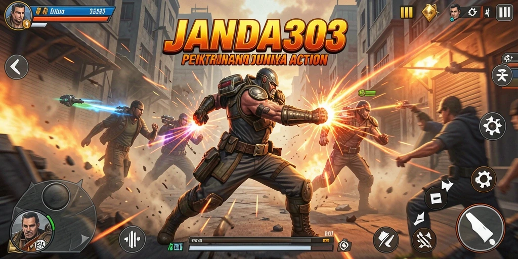 Screenshot menunjukkan aksi seru dalam gameplay JANDA303.