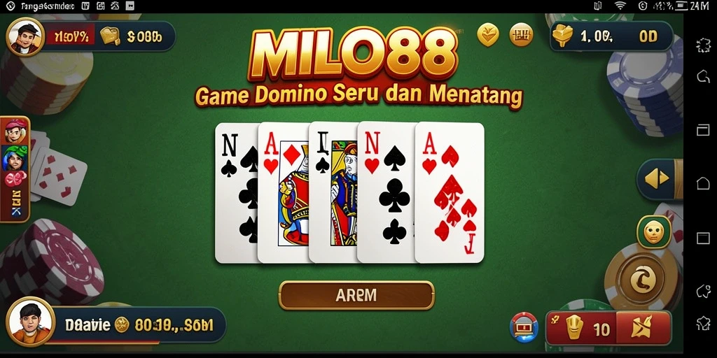 Screenshot gameplay Domino di MILO88 yang seru dan interaktif.