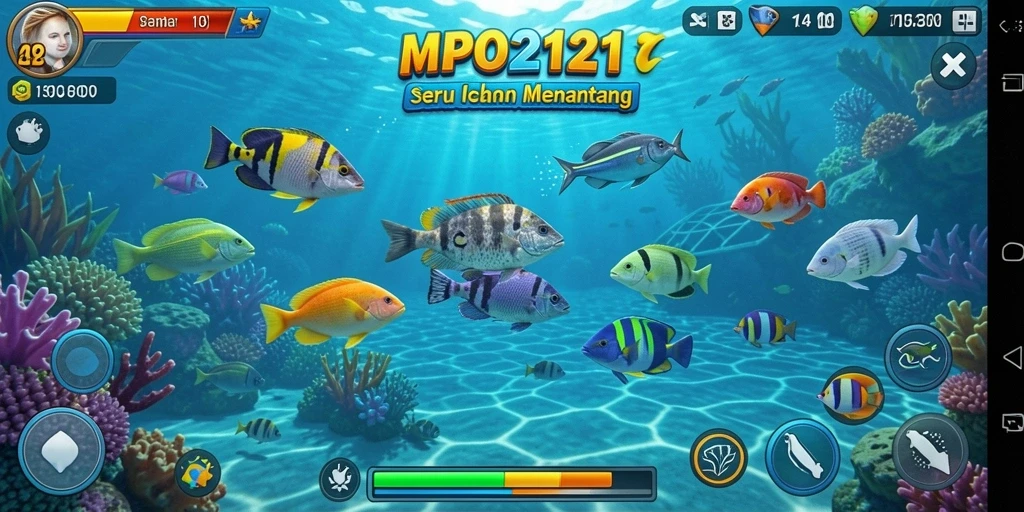 Tampilan seru gameplay MPO2121 saat menembak ikan.