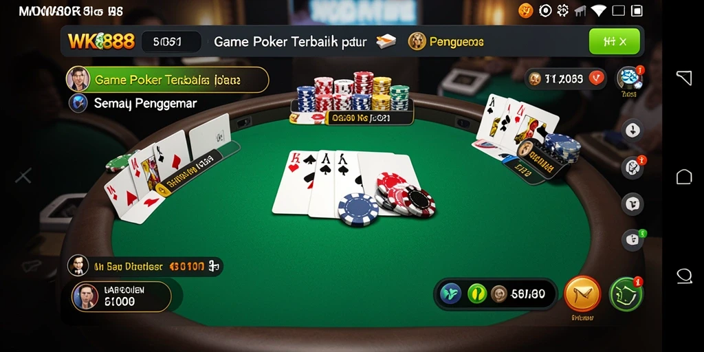 Tampilan gameplay yang menyenangkan di WK888 saat bermain Poker.